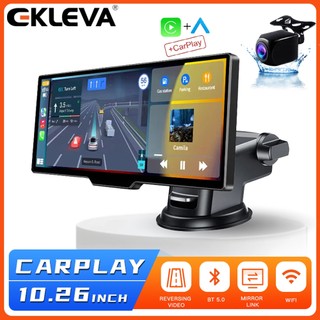 EKLEVA Universal GPS Navigation Wireless CarPlay & Android Car Mirror Video (10.26")