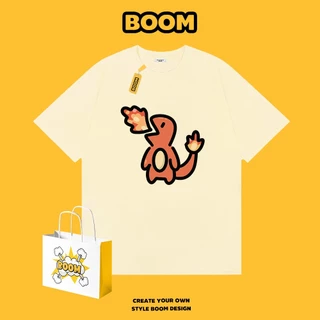 BOOM เสื้อยืดผู้ชายแขนสั้น 100% ผ้าฝ้าย เสื้อยืดคอกลมสีพื้น ลายแฟชั่นทันสมัย นุ่มสบาย เหมาะสำหรับเยาวชน