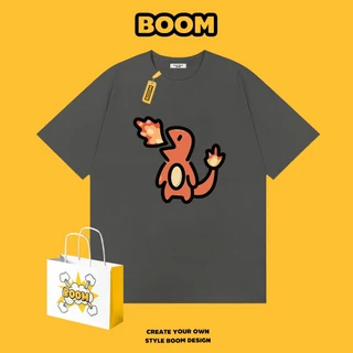BOOM เสื้อยืดผู้ชายแขนสั้น 100% ผ้าฝ้าย เสื้อยืดคอกลมสีพื้น ลายแฟชั่นทันสมัย นุ่มสบาย เหมาะสำหรับเยาวชน