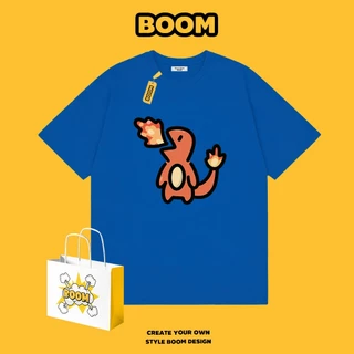 BOOM เสื้อยืดผู้ชายแขนสั้น 100% ผ้าฝ้าย เสื้อยืดคอกลมสีพื้น ลายแฟชั่นทันสมัย นุ่มสบาย เหมาะสำหรับเยาวชน