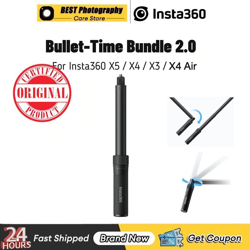 【🇹🇭 กรุงเทพฯ】 Original Insta360 X4 Air/X5 Bullet Time Grip Handle 2.0 Swing ที่มองไม่เห็น Selfie Stick สําหรับ Insta 360 X4 Air/X5 X4 X3 ONE X2 อุปกรณ์เสริมเดิม
