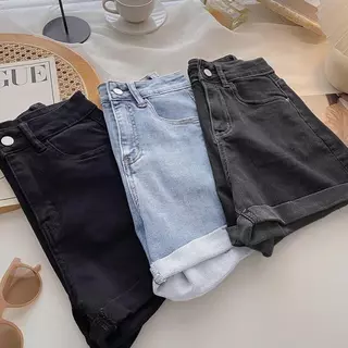 Solovely S-6XL กพลัสไซส์ ผู้หญิง สไตล์เกาหลี เอวสูง ลำลอง กางเกงยีนส์ขาสั้น