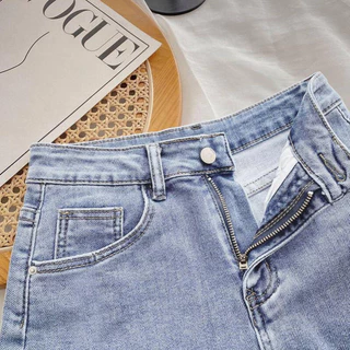 Solovely S-6XL กพลัสไซส์ ผู้หญิง สไตล์เกาหลี เอวสูง ลำลอง กางเกงยีนส์ขาสั้น