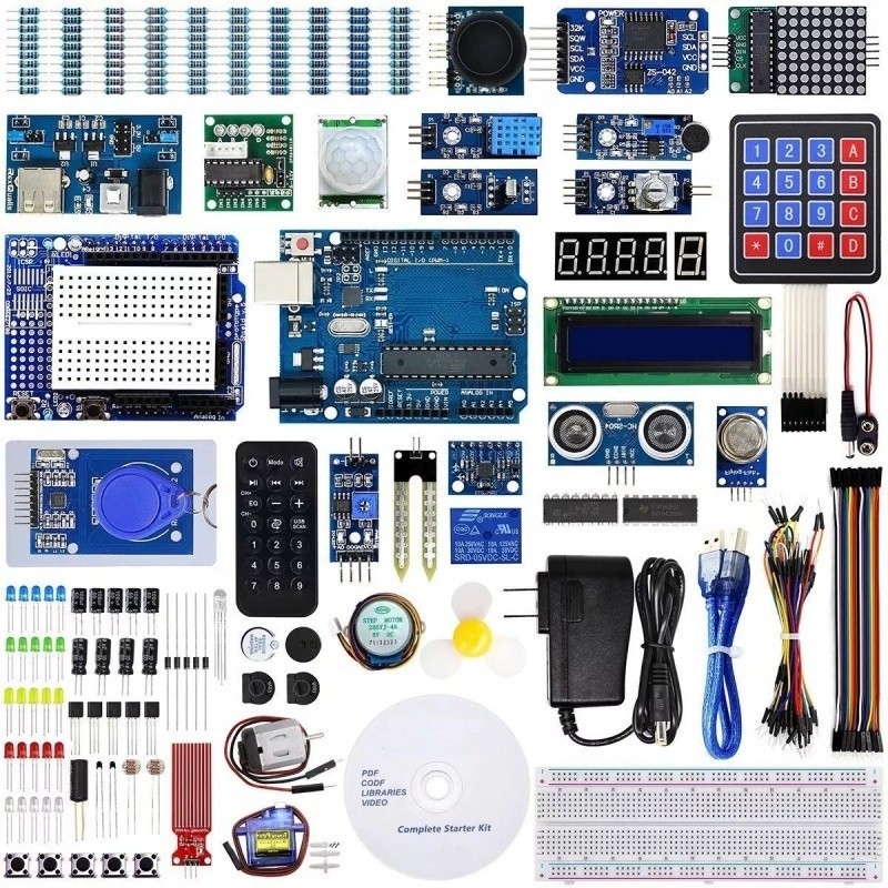 ชุดการเรียนรู้เริ่มต้นเวอร์ชันเต็มสําหรับโครงการการเขียนโปรแกรม Arduino DIY ห้องปฏิบัติการอิเล็กทรอน