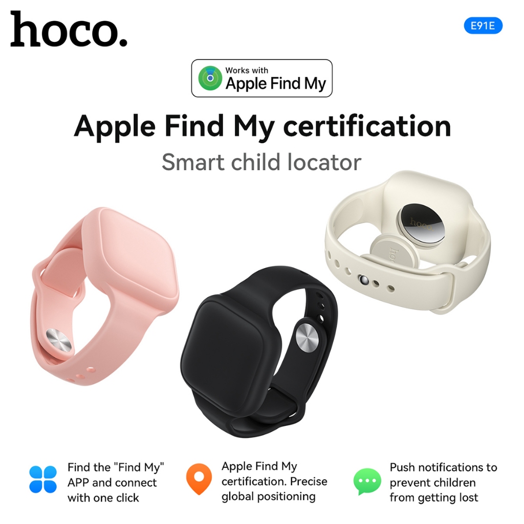[พร้อมสร้อยข้อมือ] HOCO E91E ตําแหน่งอัจฉริยะอุปกรณ์ป้องกันการสูญหายรองรับ App*le ค้นหาเครือข่ายของฉ