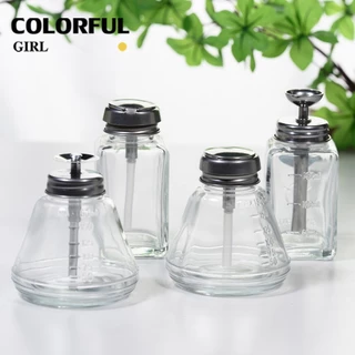 ขวดปั๊มแก้ว 180ml หัวกดสแตนเลส สำหรับน้ำยาล้างเล็บ แอลกอฮอล์ น้ำยาล้างพู่กัน ขวดแบ่งใส่ของเหลว