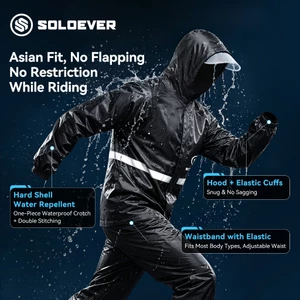 【TH Delivery 】SOLOEVER Raincoat เสื้อ ชุดกันฝน เสื้อกันฝน ผู้ใหญ่ แบบแยกส่วน สวมใส่สบาย ไม่แข็งตัว ระบายอากาศได้ มีแถบสะท้อนแสง