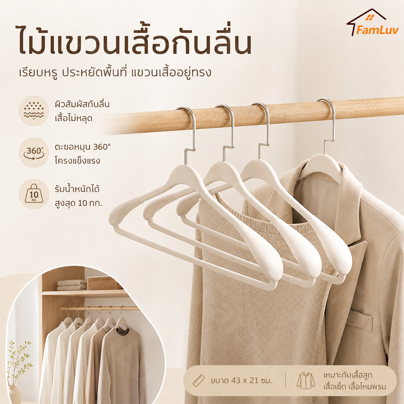 ไม้แขวนเสื้อ กว้าง-ไหล่ไม้แขวนเสื้อในครัวเรือนที่เรียบง่ายไม่มีรอยต่อสูทหนาแขวนป้องกันไหล่มุมเสื้อผ้าสนับสนุน ต่อต้าน-ลื่น ราวตากผ้า