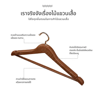 ถูกที่สุด ราคา5/10/15/20/25ชิ้น ไม้แขวนเสื้อผ้า มีก้าน ขนาด44.5ซม ไม้แท้ แข็งแรง ทนทาน ใช้งานได้ยาวนาน