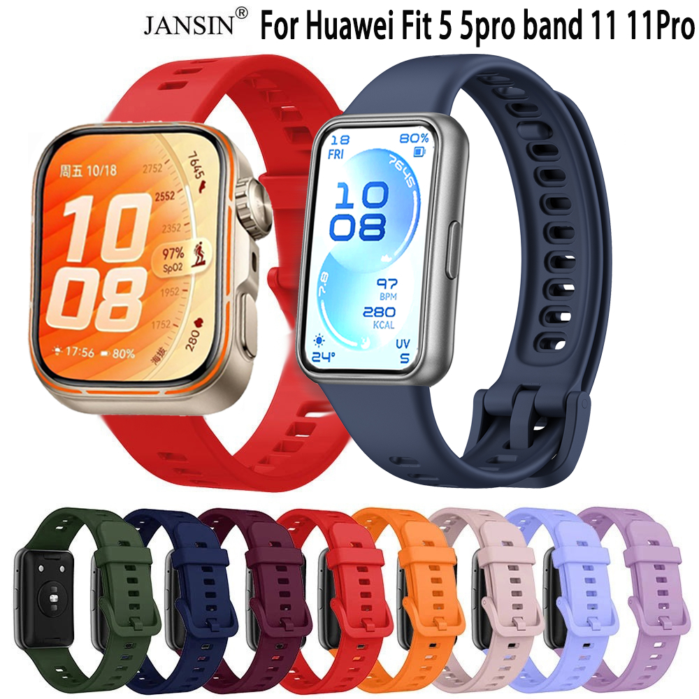 สาย สําหรับ Huawei watch fit 5 5 Pro Band 11 11Pro สายนาฬิกา สีพื้น สำหรับ huawei band 10 fit 4pro watch huawei fit 3 new อุปกรณ์สวมใส่