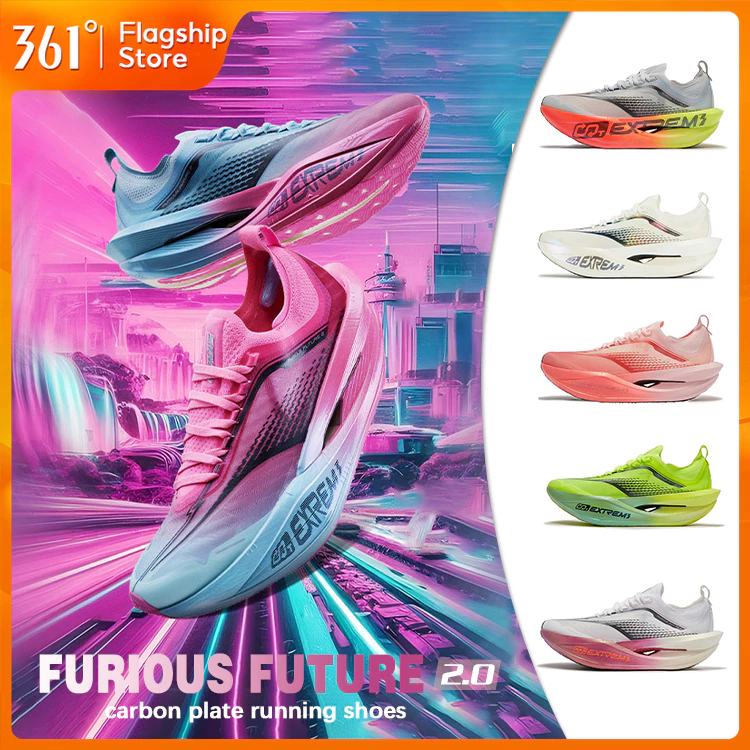 【361 Degrees】Furious Future 2.0 | รองเท้าวิ่งแผ่นคาร์บอนมาราธอนมืออาชีพ รองเท้าวิ่งผู้ชายการกำหนดค่าสูงสุดอัพเกรดอย่างเต็มที่ 672512201