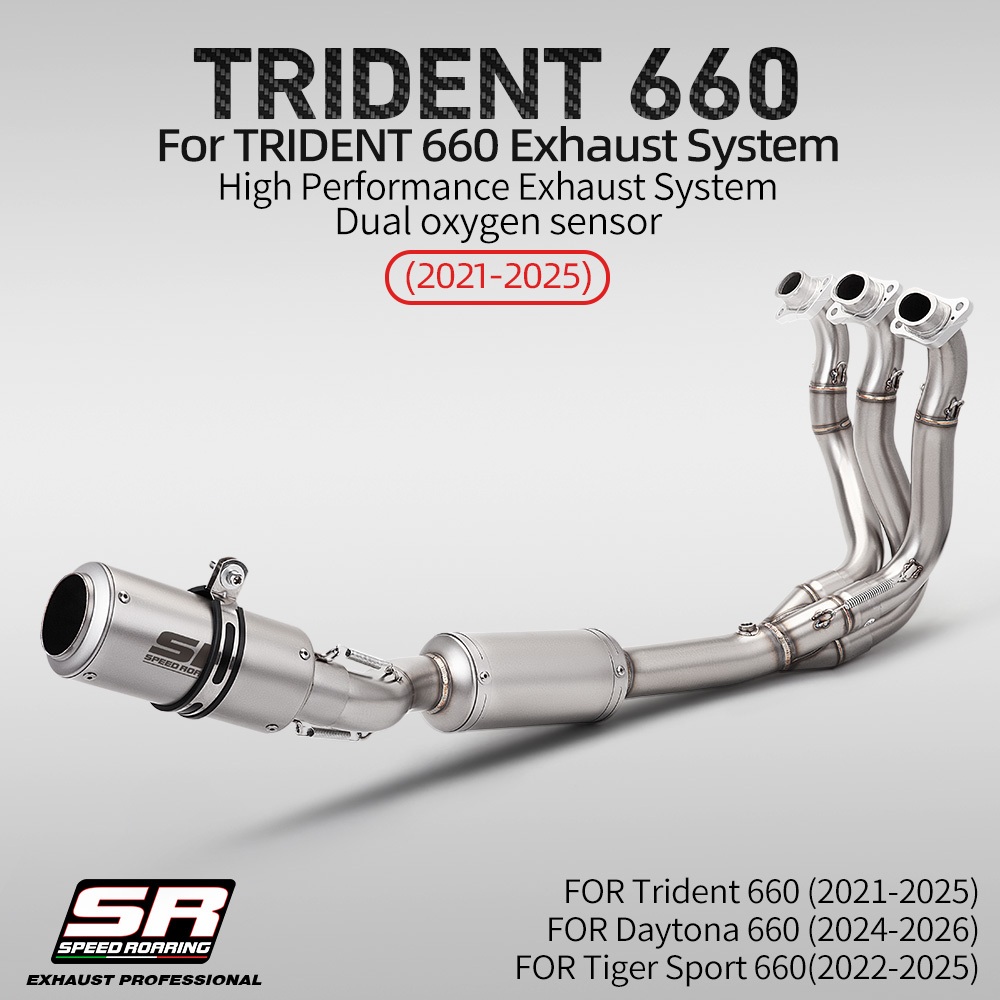 ระบบไอเสียเซนเซอร์ออกซิเจนคู่สําหรับ Triumph Daytona 660 2024-2026, Trident 660 2021-2025, Tiger Sport 660 2022-2025