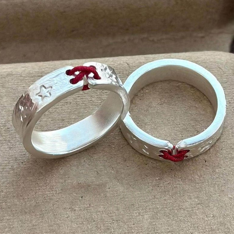 ใหม่สไตล์จีนเชือกสีแดงทออินเตอร์แหวนเนื้อเงินธรรมดาวงแหวนแหวนนิ้วชี้สําหรับผู้หญิง