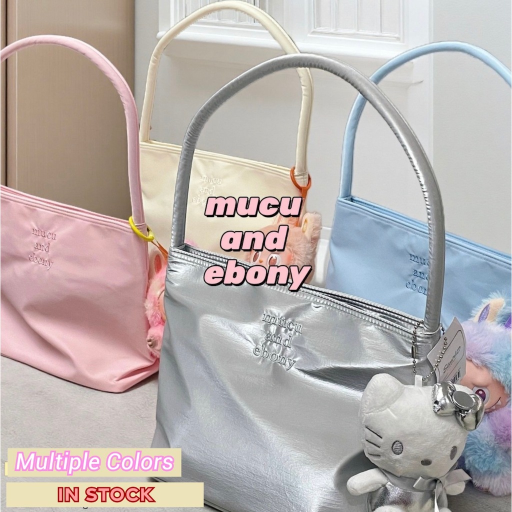 Korean Niche mucu and ebony กระเป๋ารักแร้ ไนล์ Tote Bag กระเป๋าสะพายไหล่ ลำลองทำงาน แบบถัง