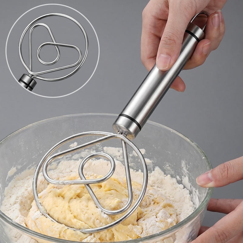 ไม้ตีแป้งขนมปังสแตนเลส 304 Danish Dough Whisk Dough Whisk Bread Mixer Tool Sourdough Whisk Flour Mixer Whisk