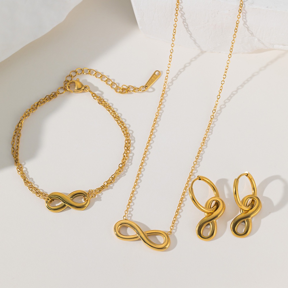 Non Tarnish สร้อยคอ hypoallergenic Infinity สร้อยคอสร้อยข้อมือสแตนเลสสําหรับผู้หญิงไม่ซีดจาง 8