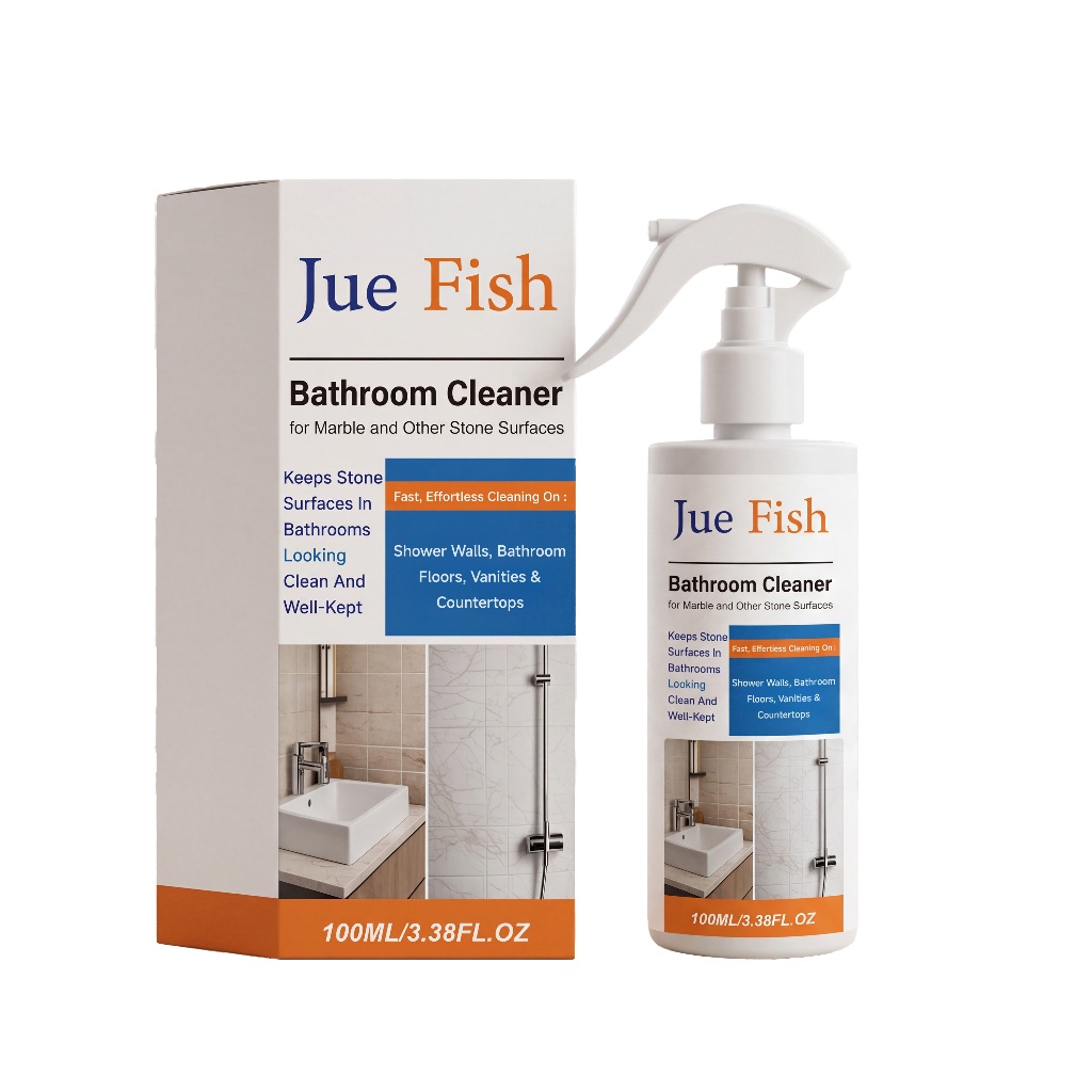 Jue Fish สเปรย์ทําความสะอาดห้องน้ํา 100 มล. สําหรับพื้นผิวหินอ่อนและหิน - น้ํายาขจัดคราบและรอยเปื้อนที่พยายามสําหรับผนังอาบน้ํา, พื้นและรถตู้