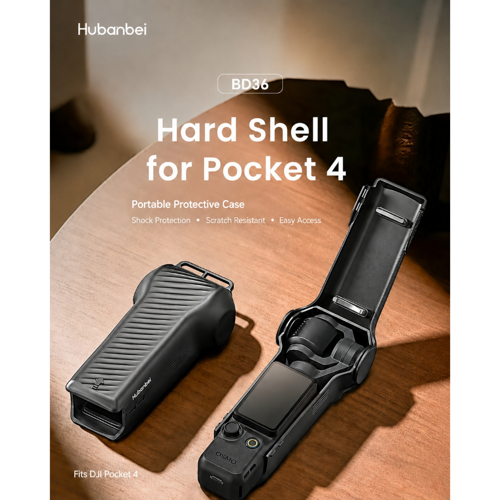 เคสแข็งป้องกันสำหรับ DJI Osmo Pocket 4 เคสพกพา ABS + ซิลิโคน พร้อมช่องเก็บฟิลเตอร์แม่เหล็ก 2 ชิ้น ป้องกันรอยขีดข่วน เลนส์ หน้าจอ และกิมบอล