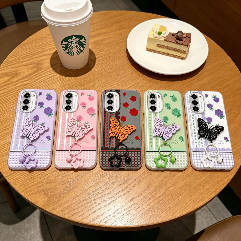 ผีเสื้อจี้ดอกไม้รูปแบบกรณี Motorola Moto G52 G62 G82 G32 G34 G35 G53 G54 G55 G56 G60 G64 G66J 4G 5G 