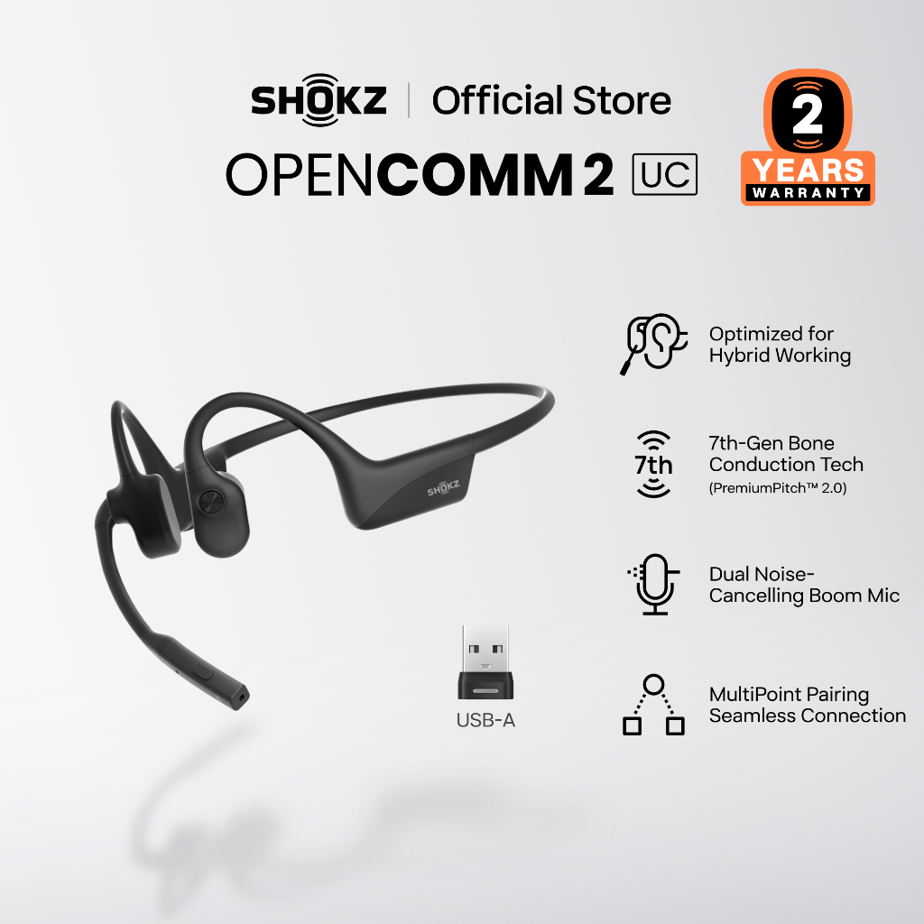 SHOKZ C120 OpenComm 2 UC ชุดหูฟังการนํากระดูกไร้สาย