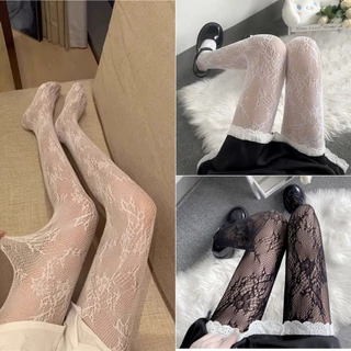 Chillsilk ถุงน่องตาข่ายแฟชั่นสตรี WZ-WW ดีไซน์ลูกไม้กลวงสไตล์วิทยาลัย