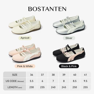 BOSTANTEN รองเท้าแมรี่เจนสไตล์บัลเล่ต์ รองเท้าคัทชูผู้หญิง สวมใส่สบาย น้ำหนักเบา ไม่กัดเท้า Blackpink