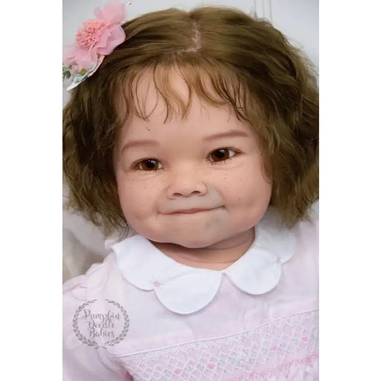 NPK 24 Handmade Unfinished Doll Kit Reborn Raya 3D ทาสีเหมือนจริงตุ๊กตาอะไหล่ผมหยิกสีน้ําตาล