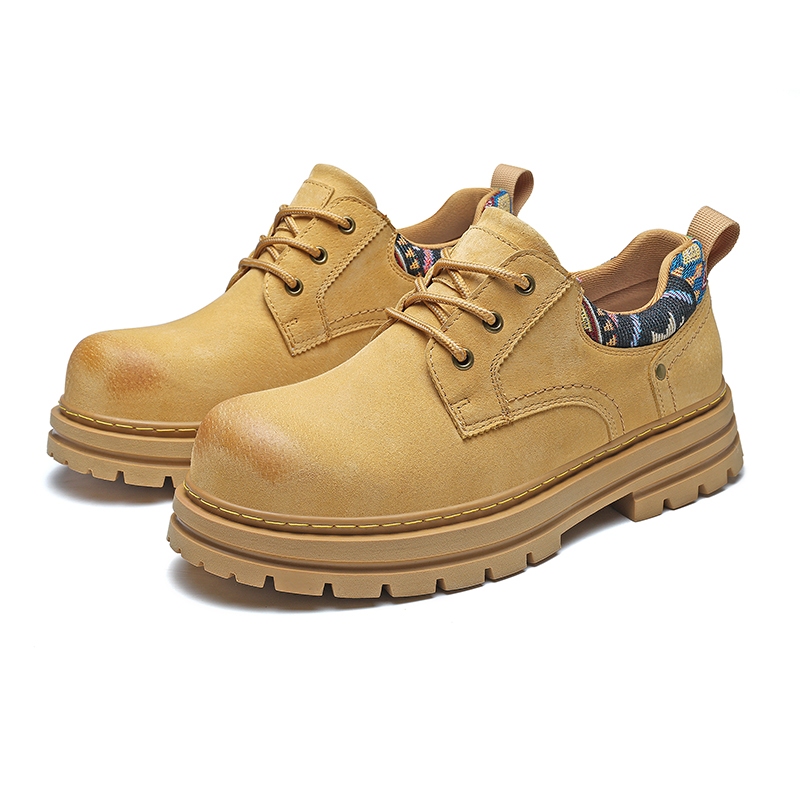 รองเท้าผู้ชาย Retro Suede Work Chunky Casual Platform Low-Top Martin Boots