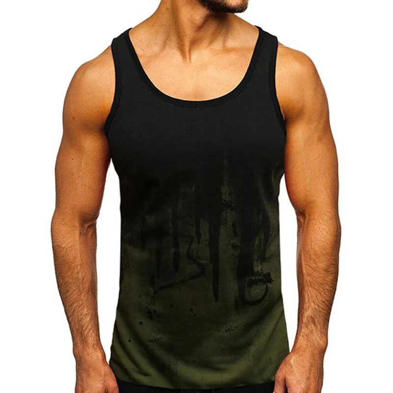 Tie-dye 3D กราฟิก Y2k เสื้อผ้าฤดูร้อนผู้ชายกีฬาถัง Gym ฟิตเนสเสื้อแขนกุด O-คอไล่โทนสีพิมพ์ Plus ขนาด