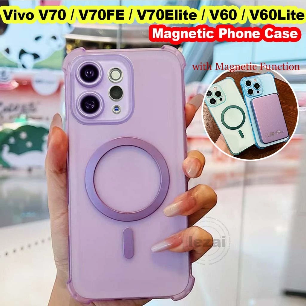 เคสVivo V70 FE V 70 Elite V60 V 60 Lite V50 V 50 5GเคสVivo V40 Pro V40 Lite V30 V29 V27 Pro 5G V27eกรณีแม่เหล็กClear Shock proof Matte Soft TPUปกหลัง