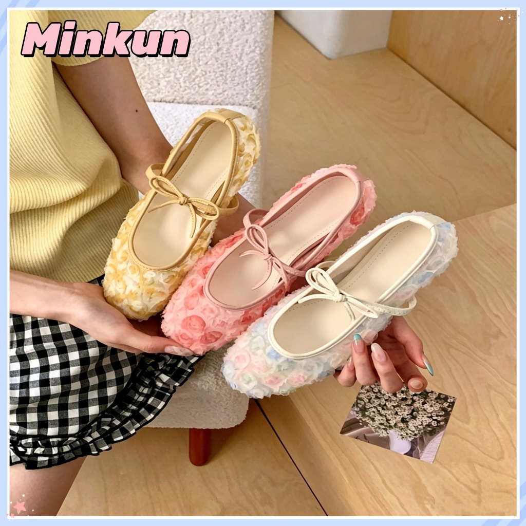 Minkuun ผู้หญิง Mary Jane รองเท้าแบน Soft Sole Bowknot Ballet Flats สบายรอบ Toe รองเท้าลําลองสําหรับ