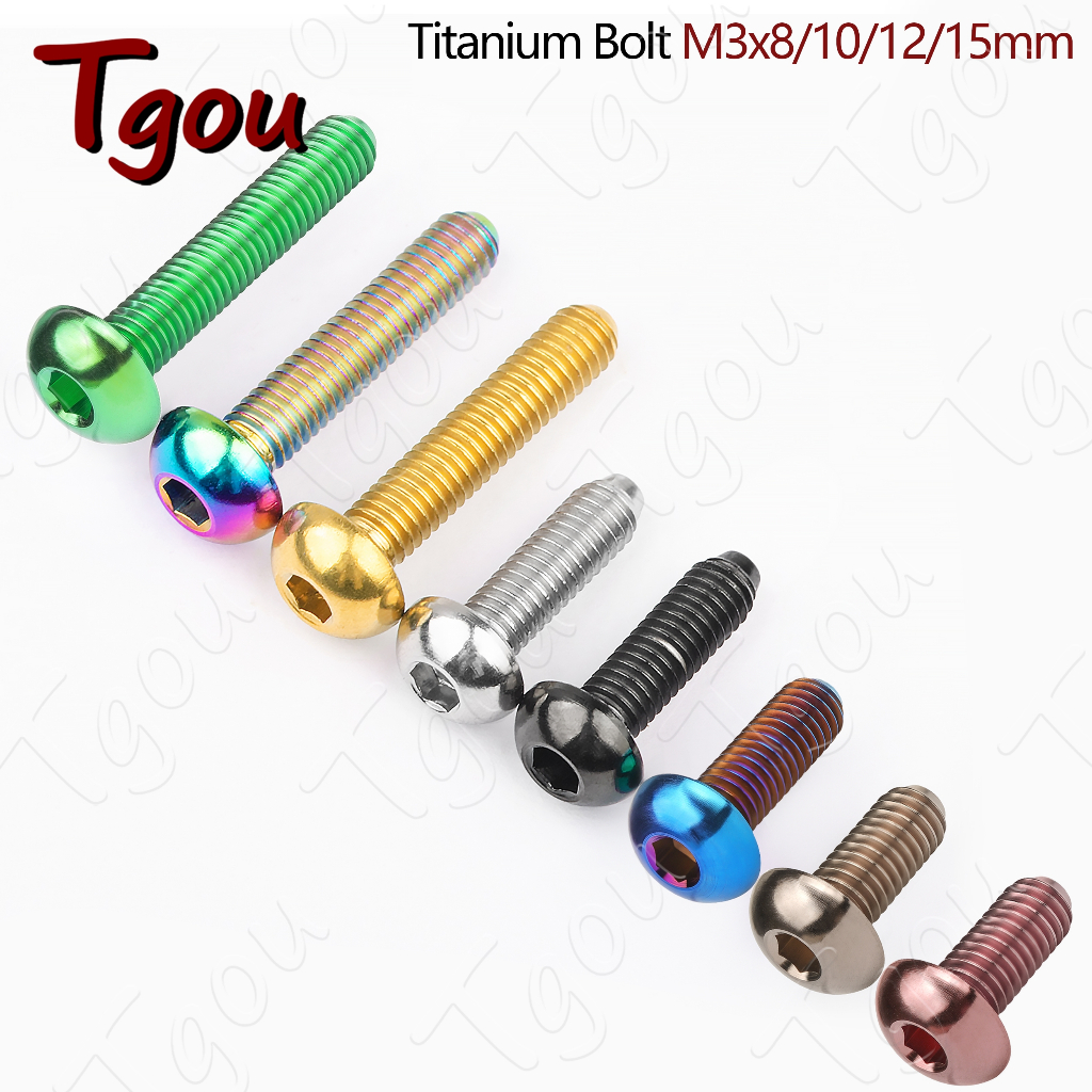 Tgou ไทเทเนียม Bolt M3x8 M3x10 M3x12 M3x15mm Allen Key ครึ ่ งรอบหัวสกรูสําหรับจักรยาน