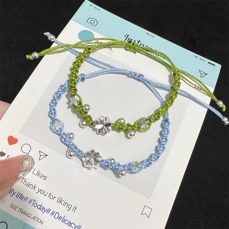 แฟชั่นดาวสี่ใบโคลเวอร์สร้อยข้อมือแฮนด์เมดปรับทออุปกรณ์เสริมสร้อยข้อมือสําหรับผู้หญิงของขวัญวันเกิด