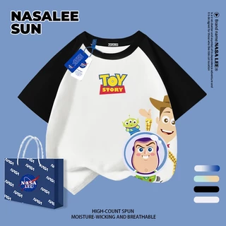 [จัดส่งในวันเดียวกัน] เด็กผ้าฝ้ายสีกรมท่าเสื้อยืดการ์ตูนน่ารักสนุกพิมพ์ฤดูร้อนเสื้อผ้าระบายอากาศแขนสั้นเหมาะสําหรับ 3-16 ชายหญิง