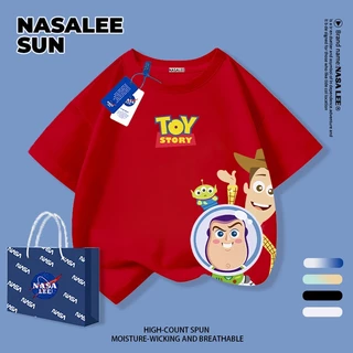 [จัดส่งในวันเดียวกัน] เด็กผ้าฝ้ายสีกรมท่าเสื้อยืดการ์ตูนน่ารักสนุกพิมพ์ฤดูร้อนเสื้อผ้าระบายอากาศแขนสั้นเหมาะสําหรับ 3-16 ชายหญิง