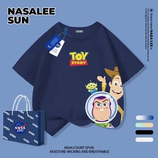 [จัดส่งในวันเดียวกัน] เด็กผ้าฝ้ายสีกรมท่าเสื้อยืดการ์ตูนน่ารักสนุกพิมพ์ฤดูร้อนเสื้อผ้าระบายอากาศแขนสั้นเหมาะสําหรับ 3-16 ชายหญิง