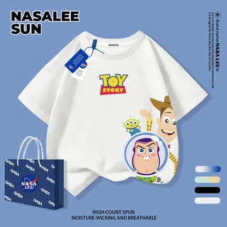 [จัดส่งในวันเดียวกัน] เด็กผ้าฝ้ายสีกรมท่าเสื้อยืดการ์ตูนน่ารักสนุกพิมพ์ฤดูร้อนเสื้อผ้าระบายอากาศแขนสั้นเหมาะสําหรับ 3-16 ชายหญิง