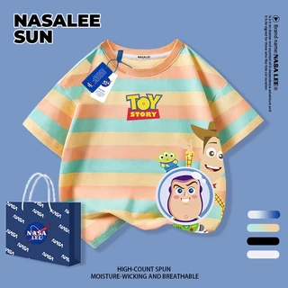 [จัดส่งในวันเดียวกัน] เด็กผ้าฝ้ายสีกรมท่าเสื้อยืดการ์ตูนน่ารักสนุกพิมพ์ฤดูร้อนเสื้อผ้าระบายอากาศแขนสั้นเหมาะสําหรับ 3-16 ชายหญิง
