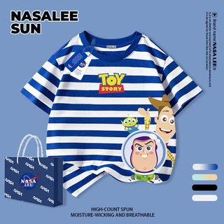 [จัดส่งในวันเดียวกัน] เด็กผ้าฝ้ายสีกรมท่าเสื้อยืดการ์ตูนน่ารักสนุกพิมพ์ฤดูร้อนเสื้อผ้าระบายอากาศแขนสั้นเหมาะสําหรับ 3-16 ชายหญิง