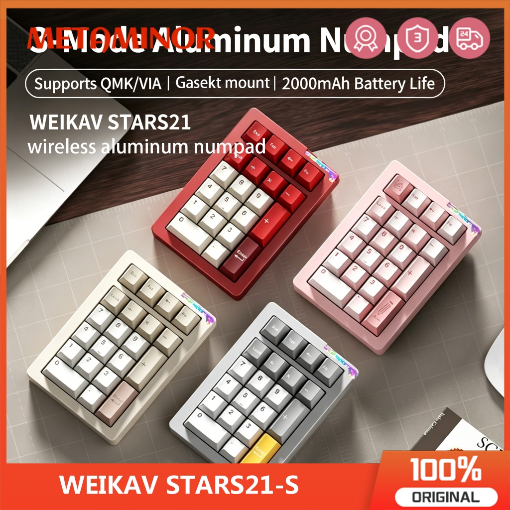 WEIKA Stars21 Numpad อลูมิเนียมคีย์บอร์ดไร้สาย Hot Swap RGB 3 โหมดบลูทูธแบบมีสาย 2.4G รองรับ Mac Win