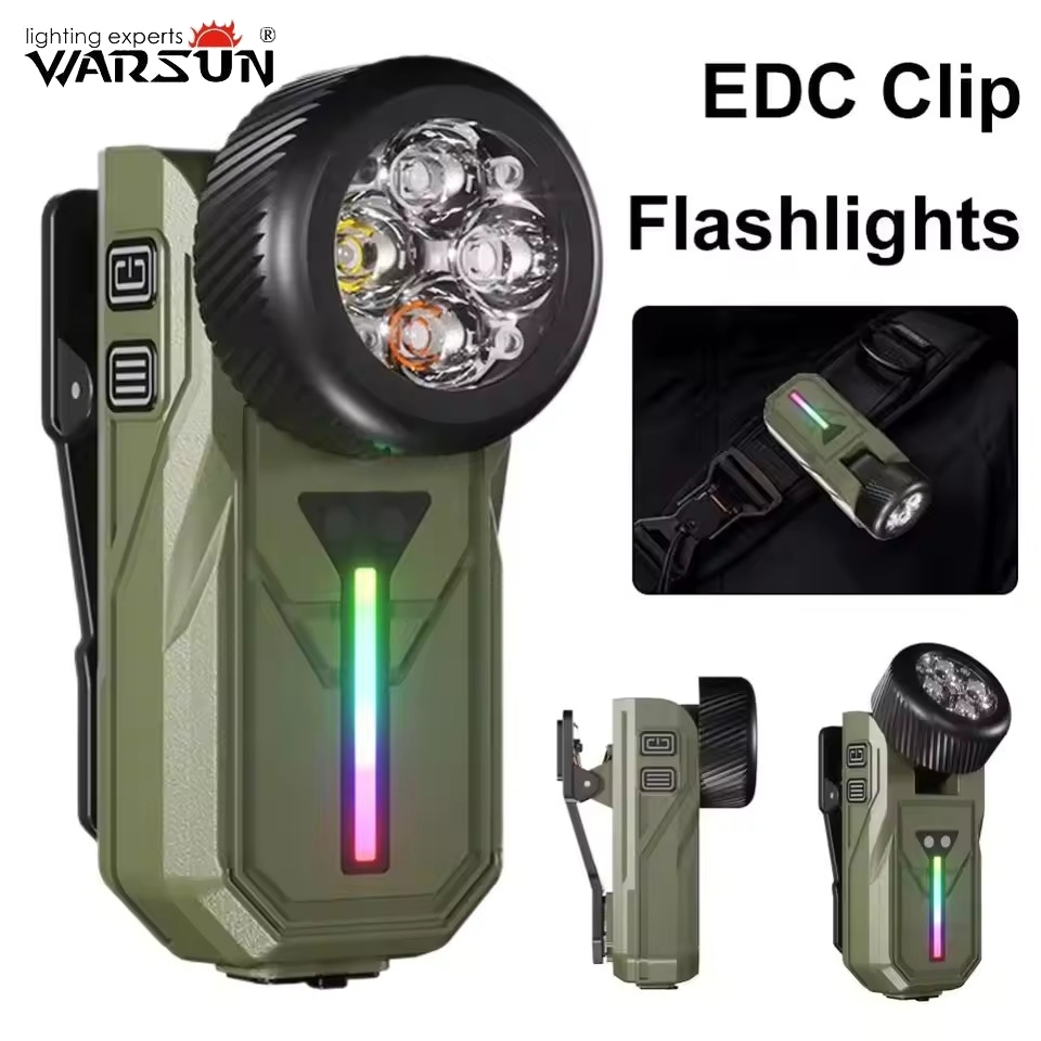 WARSUN K370 【ปรับระดับได้ กันน้ำ】ไฟฉาย LED 1000 ลูเมน แบตเตอรี่ชาร์จได้ พกพาสะดวก  คาดสายคลิป  ปรับศีรษะไฟได้  ชาร์จผ่านพอร์ต USB