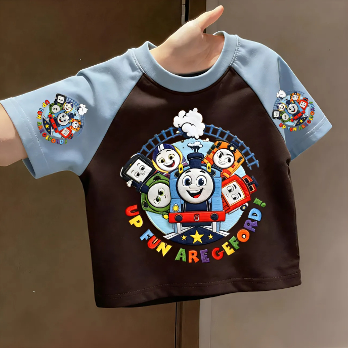 น่ารักการ์ตูน Thomas พิมพ์ฤดูร้อนผ้าฝ้ายเสื้อยืดชายเกาหลีที่สุดสบายๆแขนสั้น Baby Top อินเทรนด์ T
