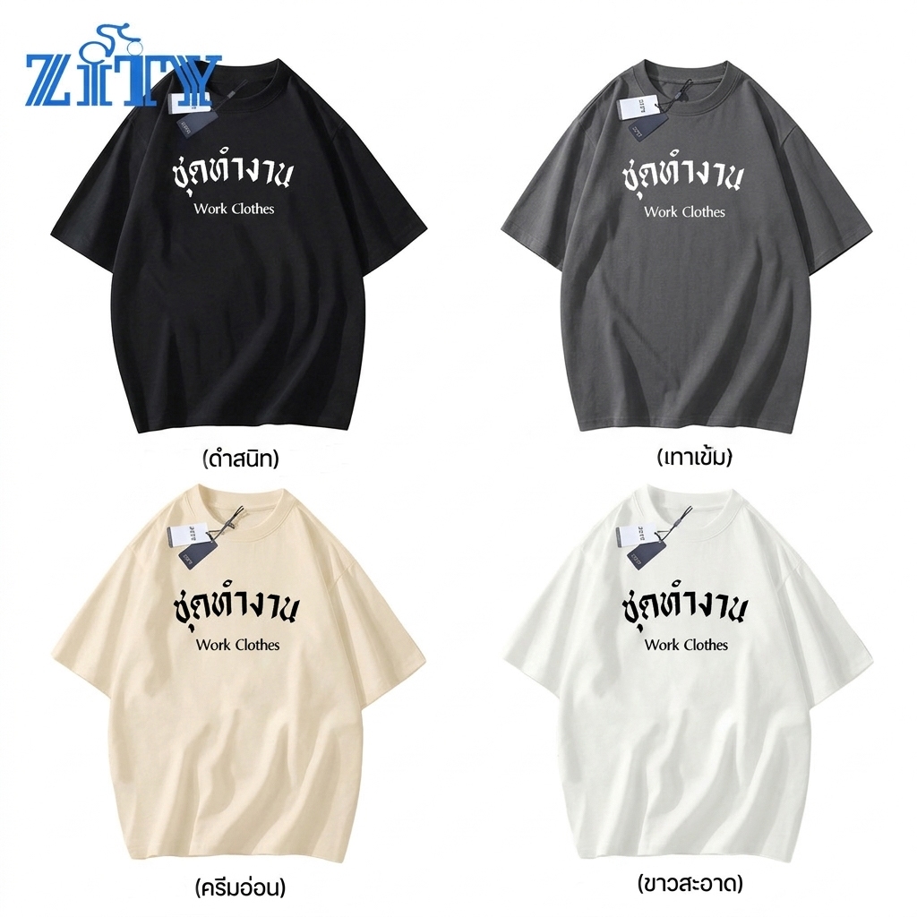 ZITY 👕 T-Shirt เสื้อยืดผ้าคอตตอน 100% แบบ Oversize Unisex คอกลม 100% COTTON ลาย"Work Clothes" ฮิตแรง