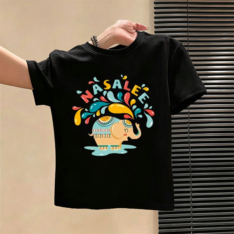 ✨สินค้าพร้อมส่ง✨ เสื้อยืด NASALEE ลายช้าง ผ้าฝ้าย100% ระบายอากาศดี Unisex เด็กและผู้ใหญ่ ฤดูร้อน