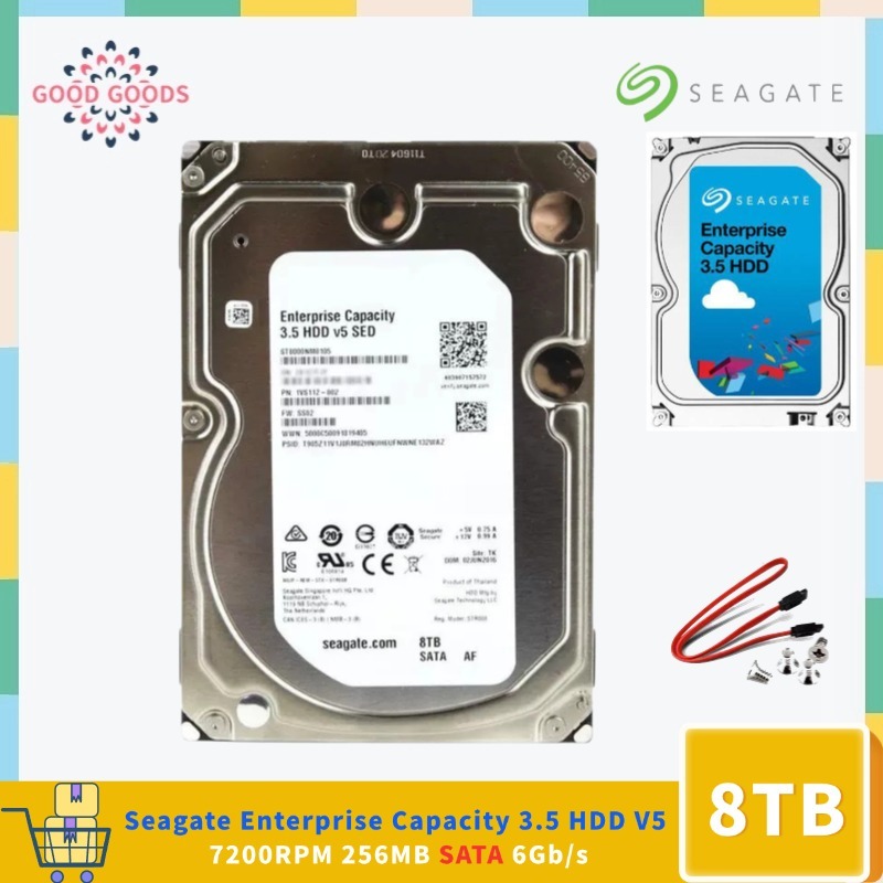 Seagate Enterprise ความจุ 8TB ST8000NM0105 3.5 HDD V5 SED 7200rpm 256MB แคช SATA 6Gb/s Air
