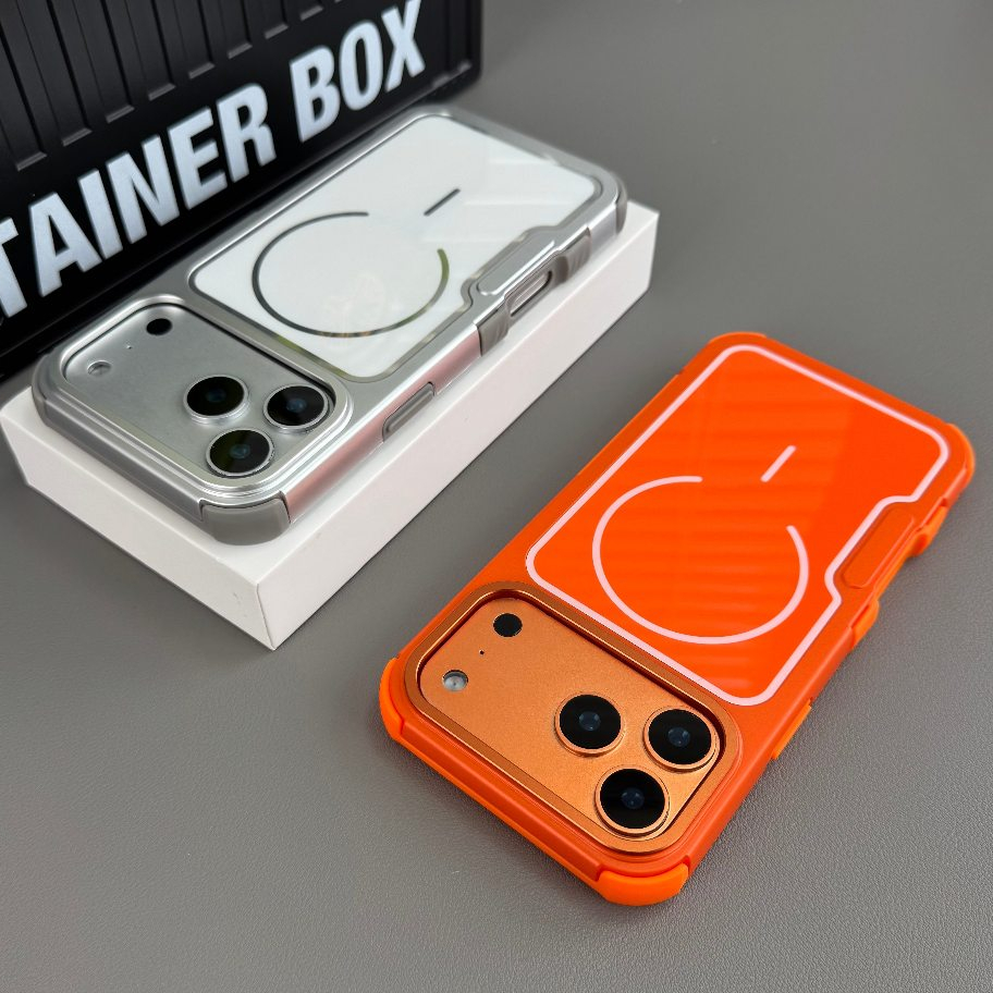 แผงหลังมันถอดได้/เคสแข็งอะคริลิค/สีส้มใช้ได้กับ ไอโฟน 17 มือโปร สูงสุด กรณี