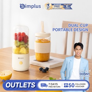 Simplus Portable Blender 380mL Wireless Juicer Dual-Cup Stylish Multi-Functional Travel Cup  Durable Stainless Steel Blade