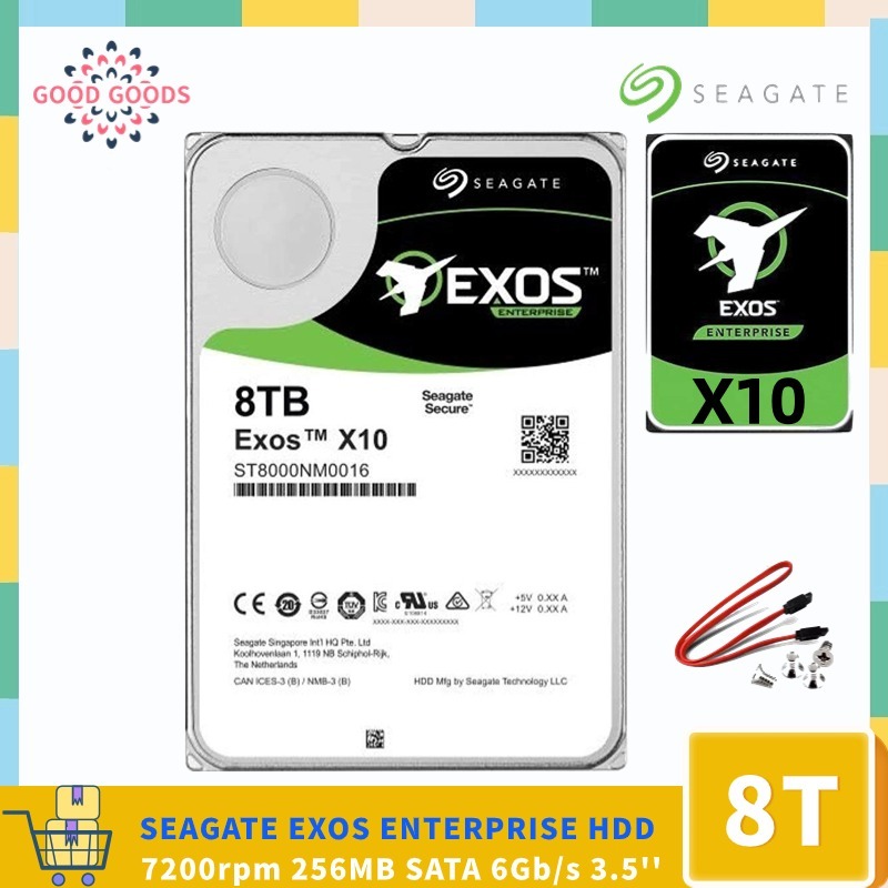 Seagate EXOS X10 8TB ST8000NM0016 Enterprise 3.5 HDD 7200rpm 256MB SATA 6Gb/s Helium