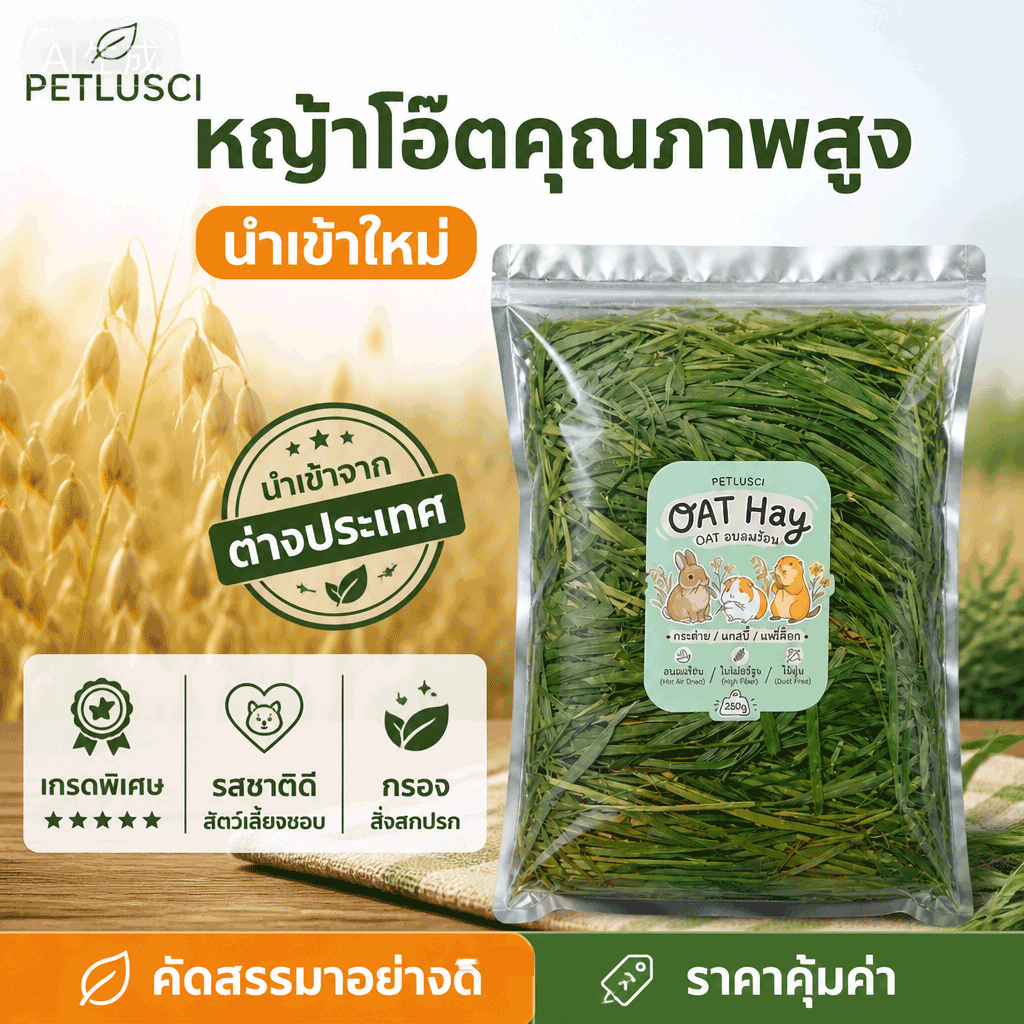 🐰หญ้าโอ้ตออแกนิกส์🐹 OAT อบลมร้อน ไร้ฝุ่น ก้านสั้น/ก้านยาว ใบเยอะ เขียว หอม ช่วยลับฟัน หญ้ากระต่ายอบแห้ง คัดเกรดพรีเมี่ยม ปลอดสารเคมี