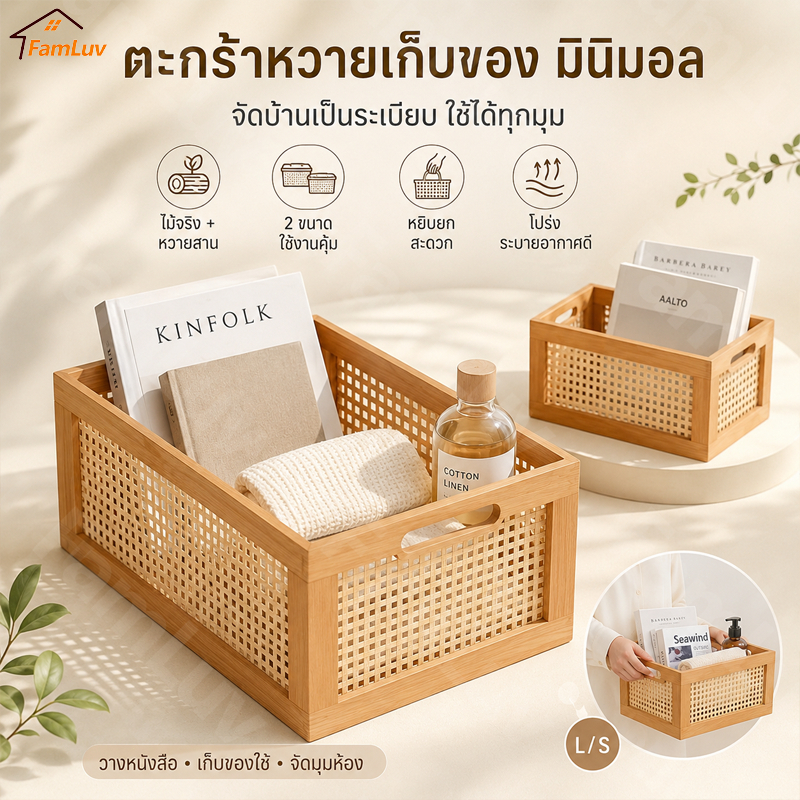 กล่องเก็บของ/พื้นที่จัดเก็บเป็นระเบียบเรียบร้อย-ขึ้น กล่องไม้ที่เป็นของแข็งสไตล์นอร์ดิกความจุขนาดใหญ่แข็งแรงเหมาะสําหรับครัวเรือน
